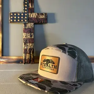 Richardson 168 7 Panel Marsh Duck Camo Loden Trucker Hat with Stealth Outfitters Patch