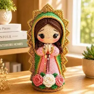 Our Lady of Guadalupe Amigurumi, Virgin Mary Crochet Doll, Catholic Saints Plush, Religious Baptism First Communion Gift