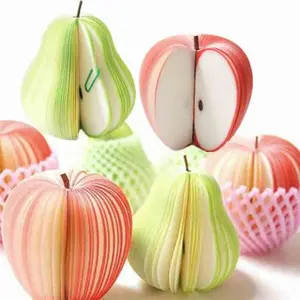 Creative Apple & Pear Shaped Sticky Note, 3D Fruit Design Sticky Note, DIY Sticky Memo Pad, Office Stationery & Supplies