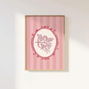 1pc Vintage Cupid Print Digital Art Download Coquette Wall Art Cute Cottagecore Valentine Poster Valentine's Day Decor Room Decor Home Decor Wall Decor Bedroom Decor Living Room Decor Posters For Room Pink Room Decor Room Decor Aesthetic Holiday Wall