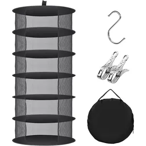 Herb Drying Rack Hanging Collapsible Drying Net for Garden Hydroponic Plant, Flowers, Herbs,Dry Mesh Folding Dryer(6 Layer)