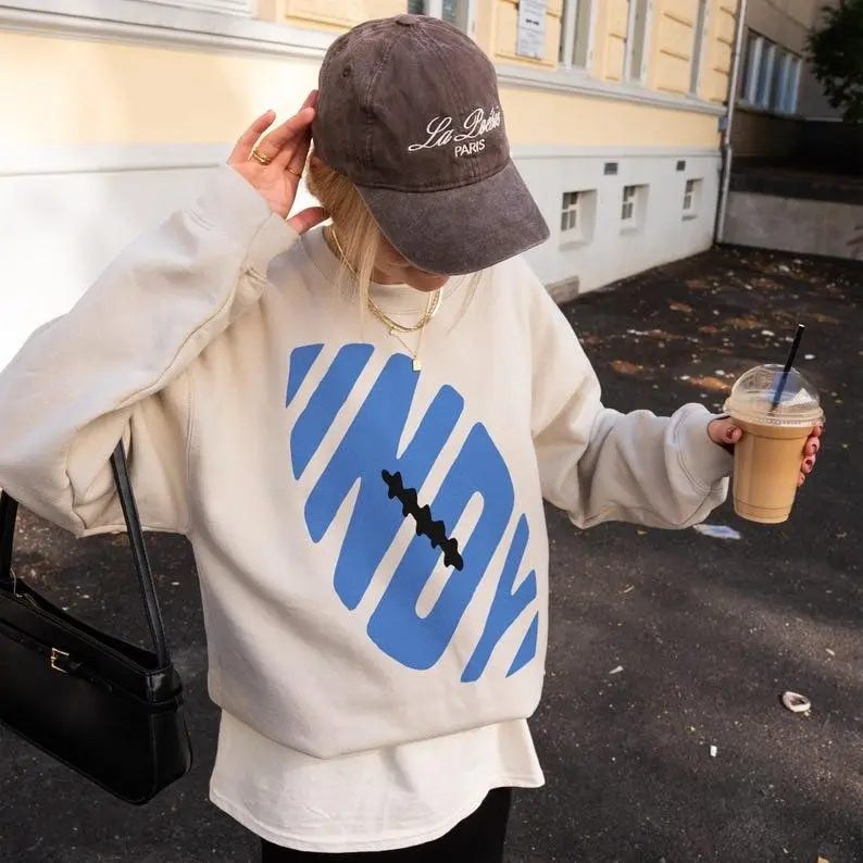 [Sale off up to 50%] Retro Indianapolis Football Sweatshirt, Unisex Blue White & Black Indy Game Day Crewneck