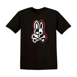 Summer 2026 UnisexBlack and white bone rabbit pattern T-shirt, unisex, men's round neck street style summer and spring, casual, clothing, simple and trendy, couple style, fashionable and loose, youthful and energetic, men's daGraphic Tee Breathable / Soft