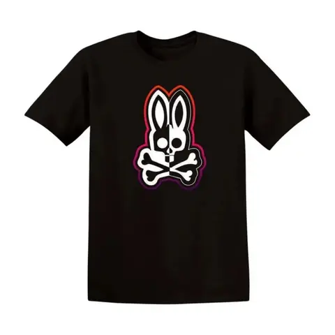 2026 Summer Men Women Oversized Black White Bone Rabbit Graphic Tee Unisex Round Neck Streetwear Casual Loose Breathable Soft Couple Matching Crewneck Tops Youth Fashion Tshirt