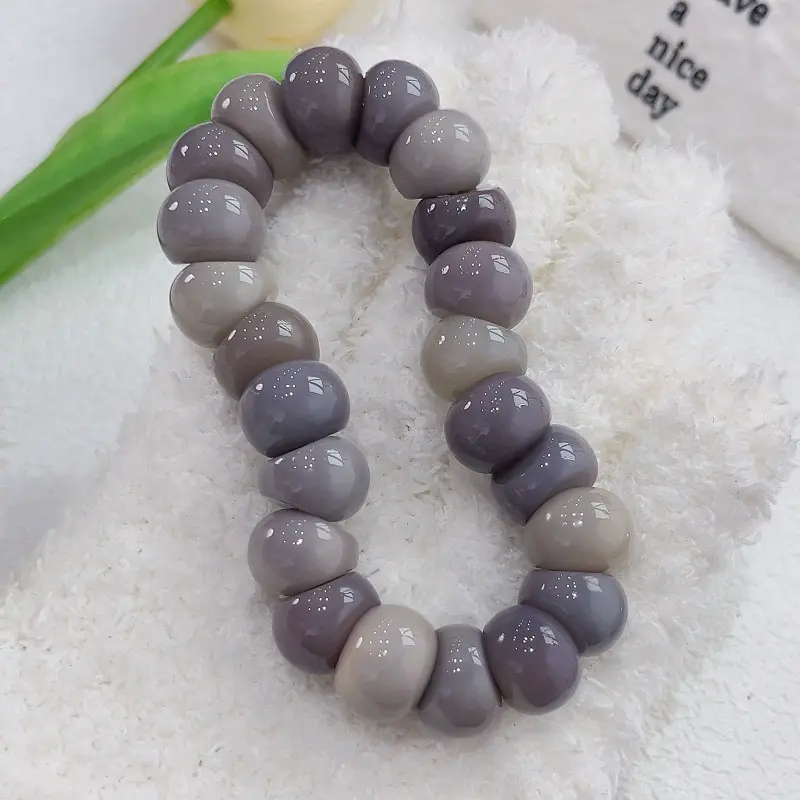 Handcrafted Garlic Clove-Shaped Large Intestine Bodhi Bangle - Unisex Casual Stress-Relief Fidget Beads, Finger-Spinning Prayer Beads, High-Appearance Meditation Relaxation Costume Jewelry (Choking Hazard Small Parts), Bracelet