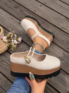 Women's Fashion Thick Sole Slip-On Shoes, Comfortable and Stylish Footwear, Perfect for Daily Wear, Trendy and Versatile Design, Walking Shoes, Leisure Shoes