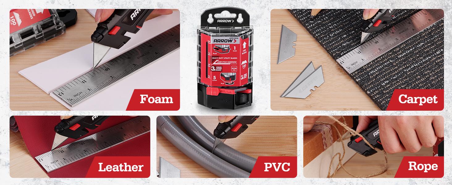 #backtoschool ARROW 100-Pack SK2 Utility Knife Blades, Premium Tempered Steel Box Cutter Blades with Convenient Dispenser, Sharp & Durable Replacement Blades for Cutting, Crafting, DIY Projects