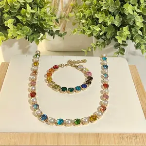 The Henley Jewel Candy Vibes Pearl and Rainbow Necklace