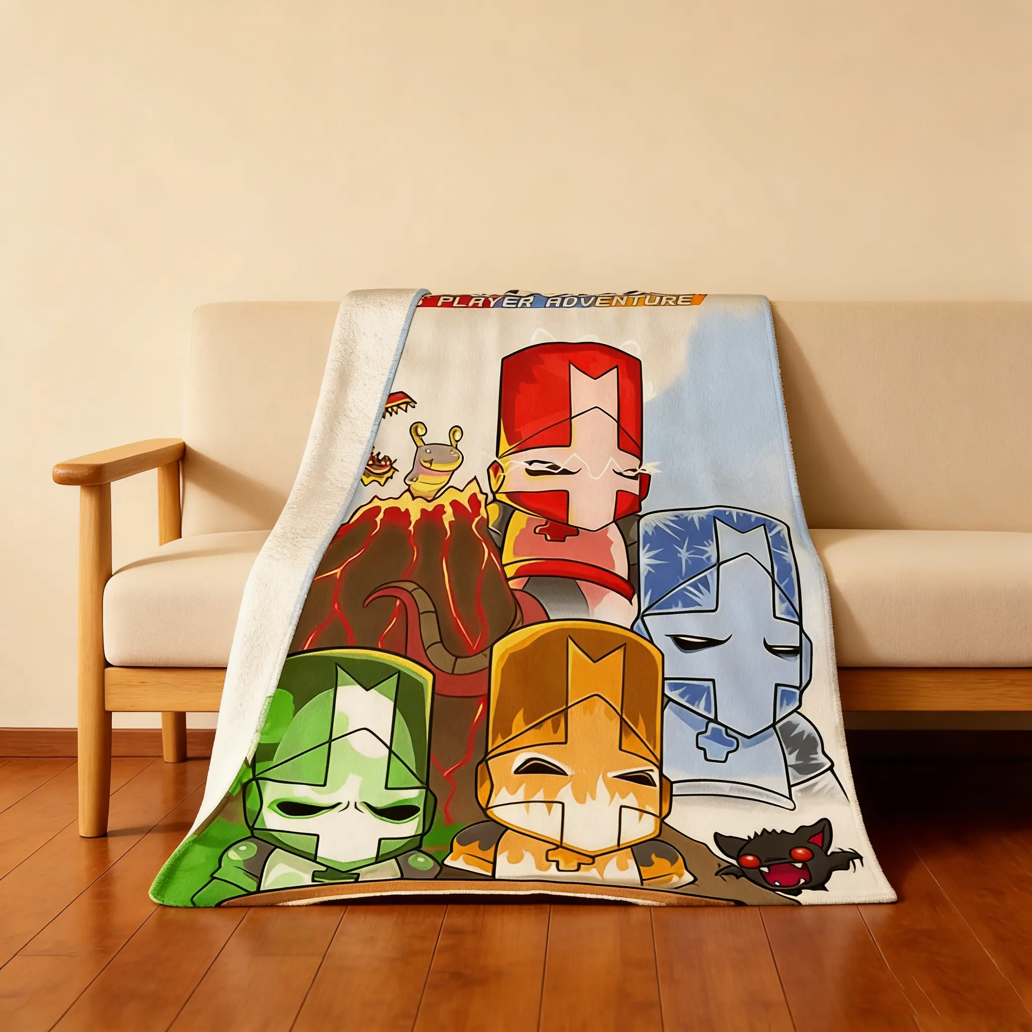 Castle Crashers Funny Flannel Throw Blanket - Premium Flannel Blankets, Super Soft, Cozy, Fuzzy, Lightweight for Bed, Living Room, Travel, Ideal for Mother's Day, Christmas Gifts