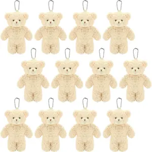 12 Pack Brown Mini Teddy Bears 4.7 inch Tiny Soft Stuffed Teddy Bear Small Plush Bears Bulk for Birthday Party Decor Favors Bag Keychain