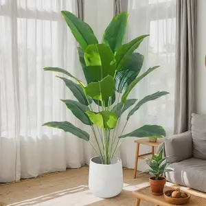 Artificial Plants Large Tropical Palm Tree Fake Banana Plants Leaves Real Touch Plastic