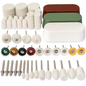 72 count Buffing Wheel Polishing Kit Compatible with Dremel, with Polish Compound, Rotary Tool Accessories with 1/8" Shank, Abrasive Wheel Buffing Polishing Wire Brushes  Felt Cotton Mounted