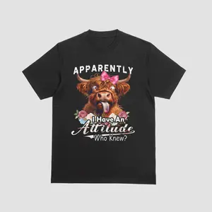 Apparently I Have an Attitude Funny Highland Cow T-Shirt