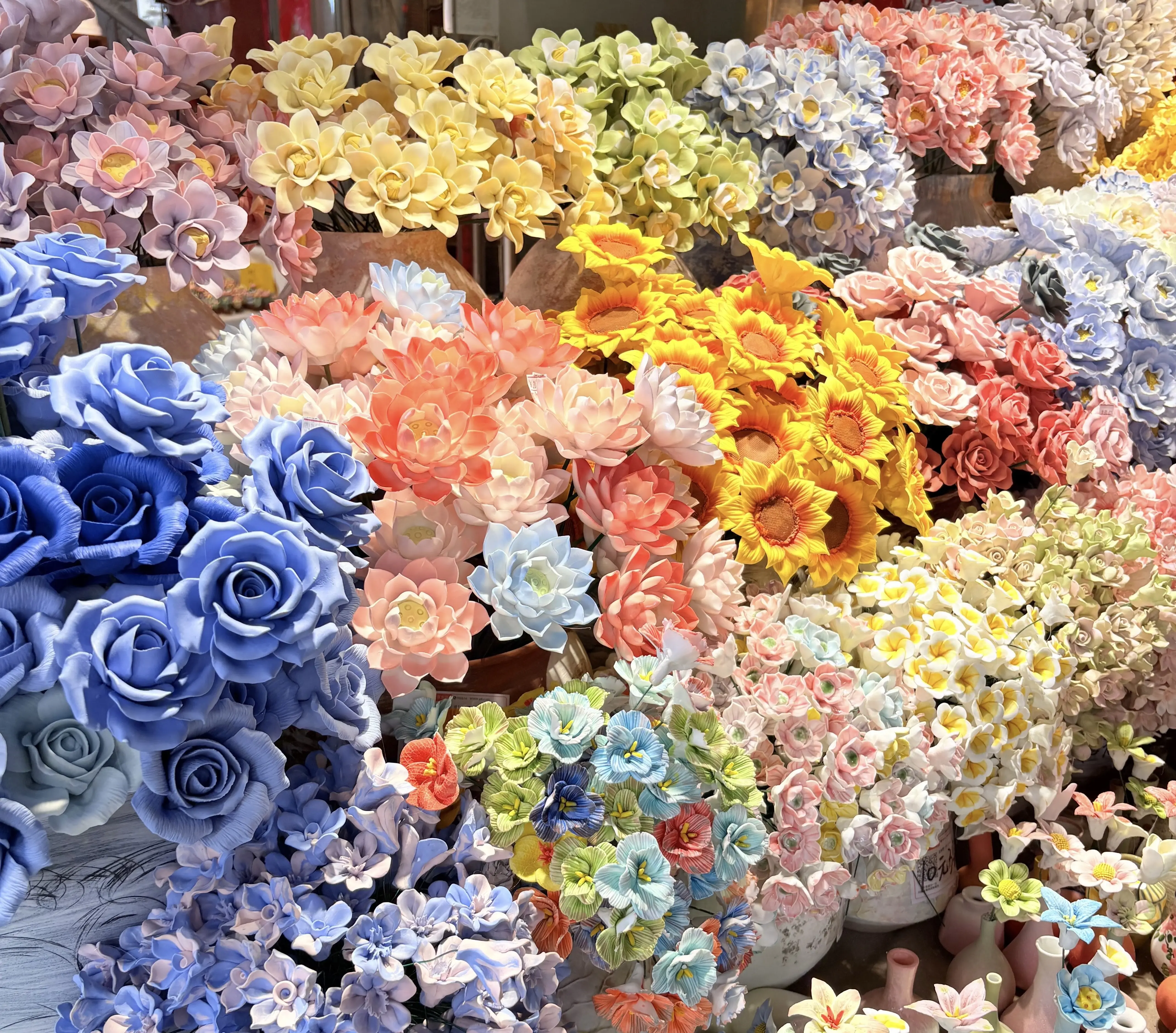 Jingdezhen Porcelain Flowers, 20pcs, Double-Layer & Multi-Layer Handmade Everlasting Ceramic Flowers
