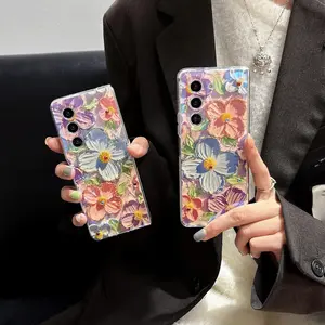 A simple and personalized oil painting flower pattern phone case for the  Fold 7/6/5/4/3 folding phone case-kkzd06