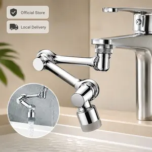 1440° Rotating Stainless Steel Robotic Arm Faucet with 360° Splash-Proof Nozzle Water-Saving Multi-Function Adapter Head Nickel-Plated Chrome Finish for Kitchen Bathroom Toilet Drinking Water Safe
