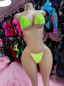 Lime velvet micro bikini