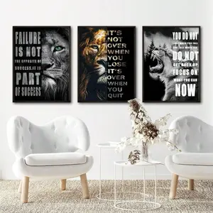 Inspirational Quotes Animal Canvas Art Print Poster, Motivational Lion Poster, Unframed Wall Decor for Home Bedroom Living Room Bathroom Hanging Wall Art