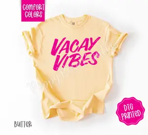Vacay Vibes Front Print Shirt Comfort Colors, Cute Vacation Women's Tee, Trendy Summer Tshirt, Gift for Her