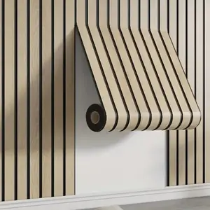 1/3 Rolls 3D Self-Adhesive Wall Panel, Size 40 cm × 300 cm, 3.5 mm Thick High-Quality 3D Grooved Textured Grid Decorative Wallpaper for Home Decoration, Luxury Decor, Sound Absorption & Impact Protection