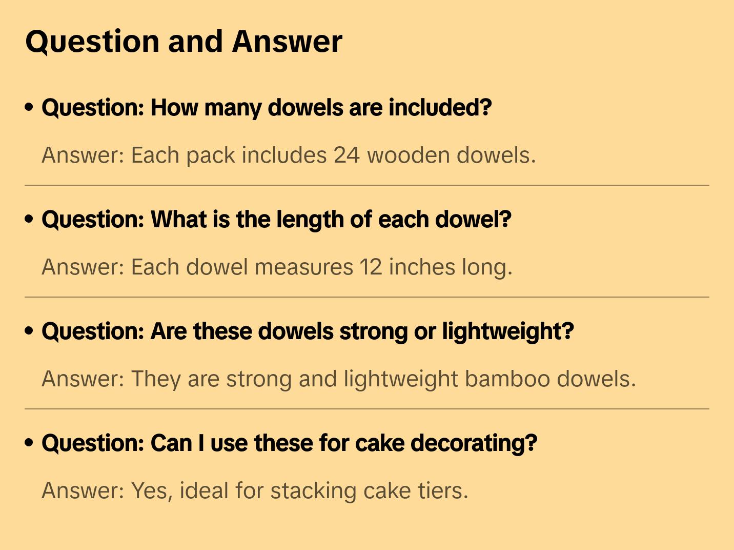 FromJenn Bamboo Cake Dowels for Baking - 12-Inch Rods, 24 Pieces, Ideal for Bakers and Crafts