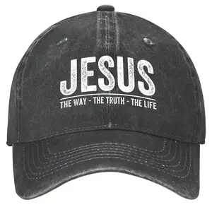 Jesus The Way The Truth The Life Washed Baseball Cap Casual Polyester Adult Sun Protection Hat