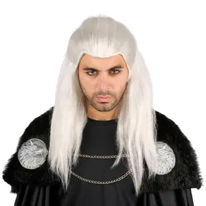 Long Warrior Wig Grey Costume Accessory