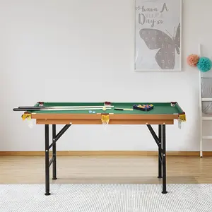 Soozier 55" Portable Folding Billiards Table Game Pool Table for Whole Family Number Use With Cues, Ball, Rack, Chalk