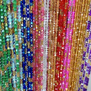 Touche of Gold Crystal Waistbeads Women Body Adornment Tie Waistbeads for Daily Use in Vibrant Colors