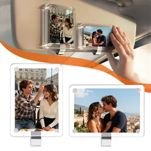【DIY Car Visor Photo Clip】2Pcs Personalized Car Photo Holder for Sun Visor-Magnetic Sun Visor Decoration for Couples, 2.36"x 3.5", the Perfect Gift for Loved Ones on AllSpecial Occasions,car decor for girls,DecorationDecorative Business Cards Transparent
