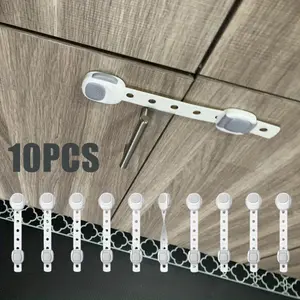 adolescent Safety Cabinet Locks -10 Pieces Boy/Girl Proofing Latches to Drawer Door Fridge Oven Toilet Seat Kitchen Cupboard Appliance Trash Can with Adhesive - Adjustable Strap No Drill No Tool - Home Improvement.