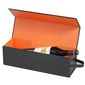 Bottle Gift Box For Liquor Presents,For Wine and Champagne,Magnetic Collapsible Gift Box Wine Bottle Gift Packaging for Wedding,Anniversaries, Parties
