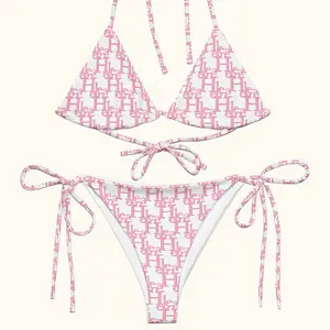 Pink Aesthetic Bikini Set | Tie Side Bottom Two Piece | Trendy Pool Party Swimwear