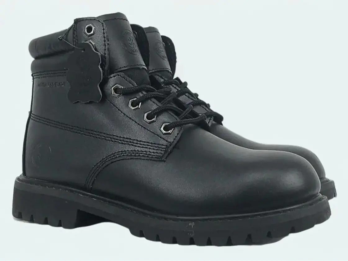 Men's Outdoor Black 8603 Casual New Work Boy Shoe with Soft Toe, High Embroidered Design, Lace-Up Closure, and Rubber Soles