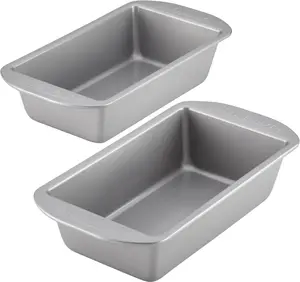 Bakeware Meatloaf/Nonstick Baking Loaf Pan Set, Two 9-Inch x 5-Inch, Gray Tin