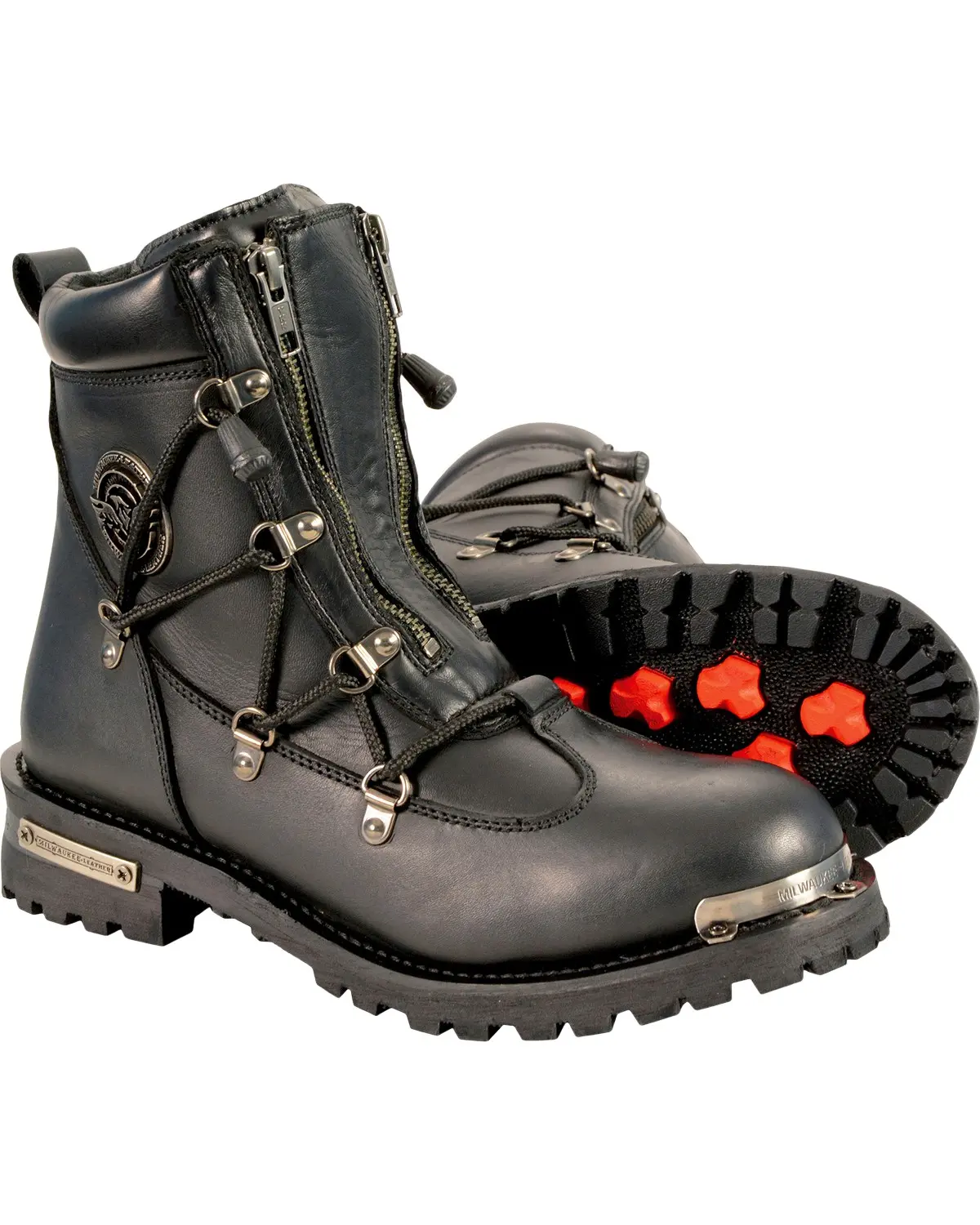 Milwaukee Leather Women's Women'S Twin Zipper Boot Round Toe - Mbl9375