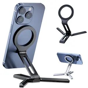 Magnetic Phone Tripod Mount, Magnetic Phone Holder, Magnets Phone Holder, Portable Phone Holder for iPhone 16 15 14 13 12 Magsafe, Pocket Phone Holder for Shooting, Stand