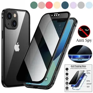 For iPhone 16e 15 14 13 12 11 Pro Max XS XR 8 7 Privacy Anti Spy Peeping Phone Case 360 Double Side Protection Shockproof Cover