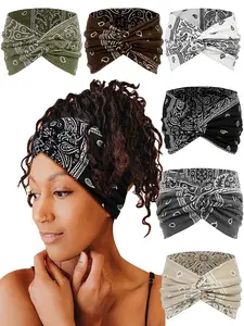 Set of 6 Classic Paisley Crossed Hairbands, Chic Headbands, Military //// Floral Prints, Elastic Stretch Design, Vintage Street Style Accessories-new year glasses 2026