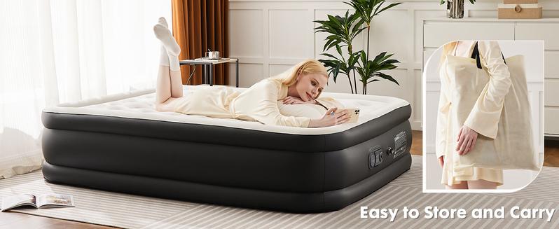 Sweet Furniture S - Air Mattress with Built-in Pump, Double Height, Adjustable, Non-Slip Bottom Design, Portable for Home or Camping