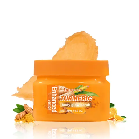 AMOCOCO Enhanced Turmeric Kojic Acid Granules Body Scrub - Alcohol-Free Moisturizing Exfoliator, Exfoliating Back Scrub, Back Acne Treatment, Skin Repair Multi-Pack Cleanser