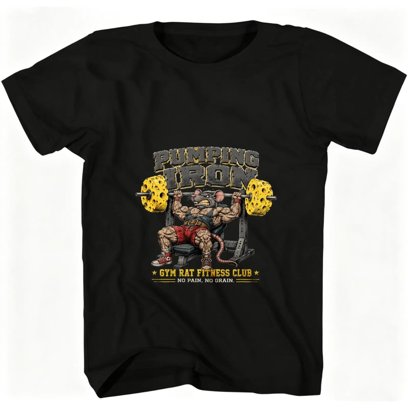 Carpesun Vintage Gym Rat Fitness Club Pumping Iron Graphic Tee Cotton Short Sleeve Casual Workout Unisex Gift For Fitness Enthusiasts Bodybuilders Gym Goers Weightlifters Strength Training Lovers