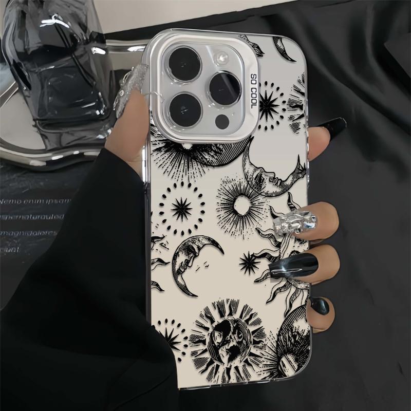 Vintage Celestial Print Phone Case  Modern Mystical Design Durable Hard Acrylic Back Case With An Anti-Yellowing Coating, Made From High-Quality Designed For Reliable Drop Protection For Your Phone For iPhone 17.16.15.14.13.12.11.X.XS.XSMAX.XR.8.7