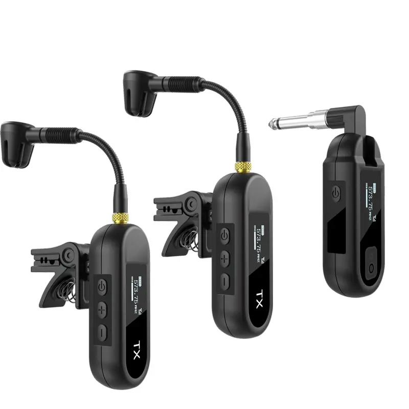 Wireless Saxophone Microphone,Charging Clip UHF Microphones for Sax | Mic with Digital Display, for Trumpet Tuba Trombone FrenchHorn Instrument Practice Teaching Street Bars Stage Performance