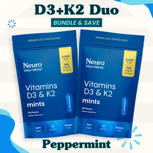 D3+K2 Duo - Immune & Mood Support - Peppermint (2-Bulk Pouches) D3+K2 Duo - Immune & Mood Support - Peppermint (2-Bulk Pouches)
