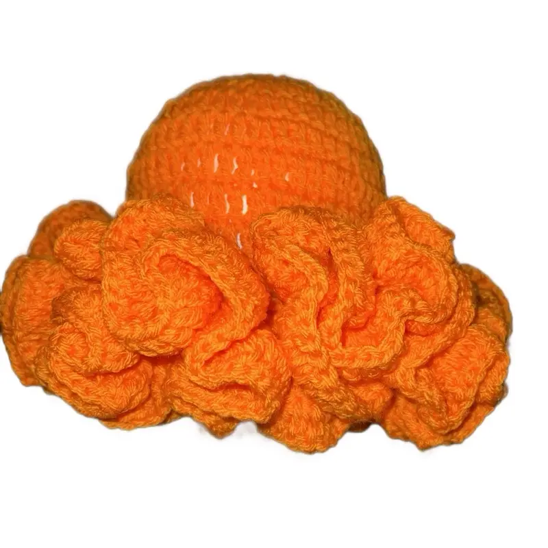 Buck Hat with Extra Ruffles - Orange Color Fashion Accessory