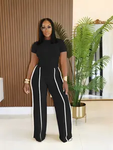 USBOUTIQUE CHIC Women's 2026 Spring Two Piece Set Short Sleeve Top & Comfortable Pants Casual Lounge Outfit for Everyday Wear