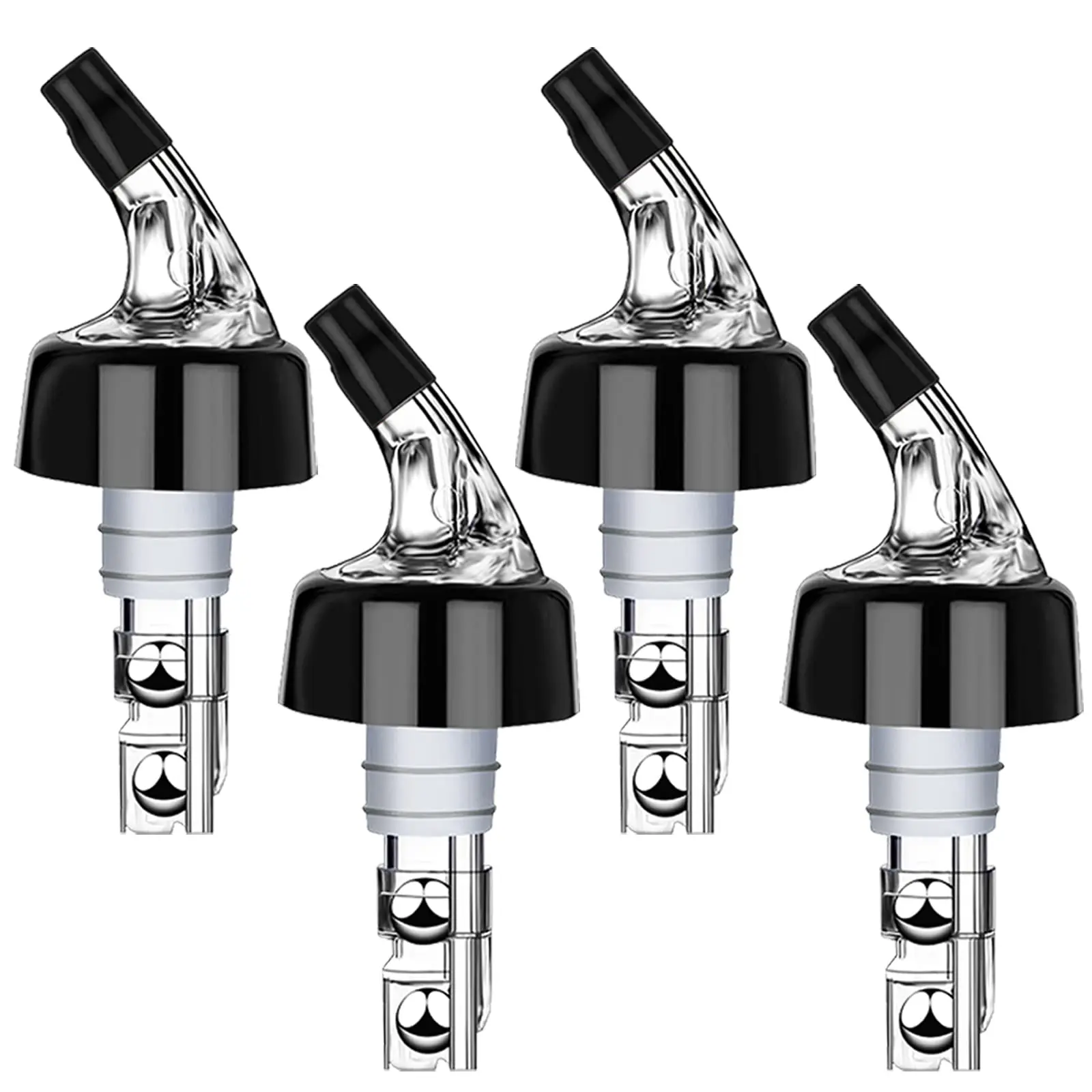 Automatic Measured Bottle Pourer - Quick Shot Spirit Pour Spouts With Dust Caps For Wine Cocktail Beverages Ideal Home Bar Tools 1 Oz / 30ml (clear  4 Pack)