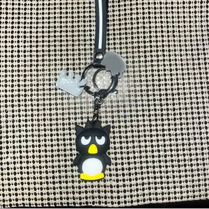 Badtz-Maru Keychain for Purses - Black Owl Design with Yellow Beak and White Mouth, Includes Keychain Attachment