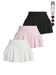 Women's Solid Ruffle Trim Breathable Skort, Casual Fashion Short Skirt for Daily Outdoor Wear, Ladies Bottoms for Summer